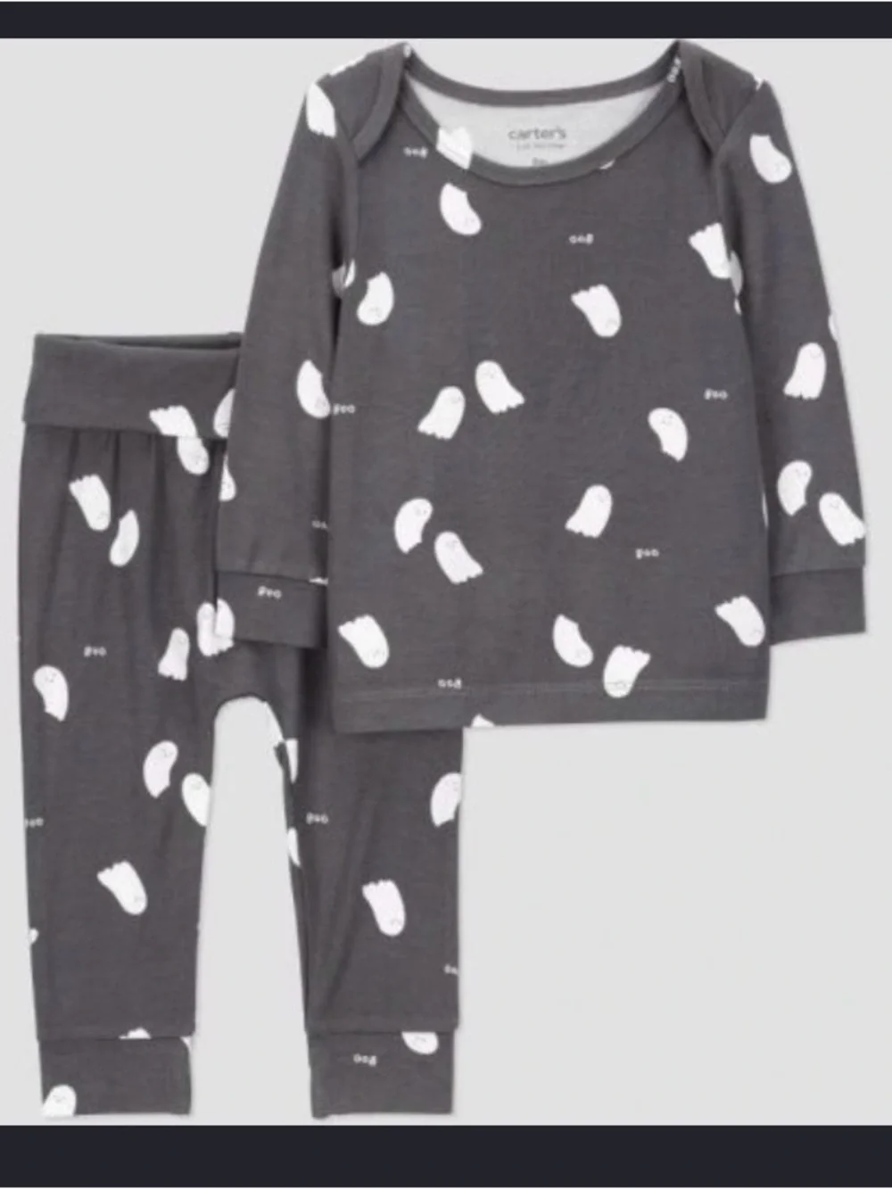 💼2️⃣ Carter's Charcoal Gray Ghost Pajama Set